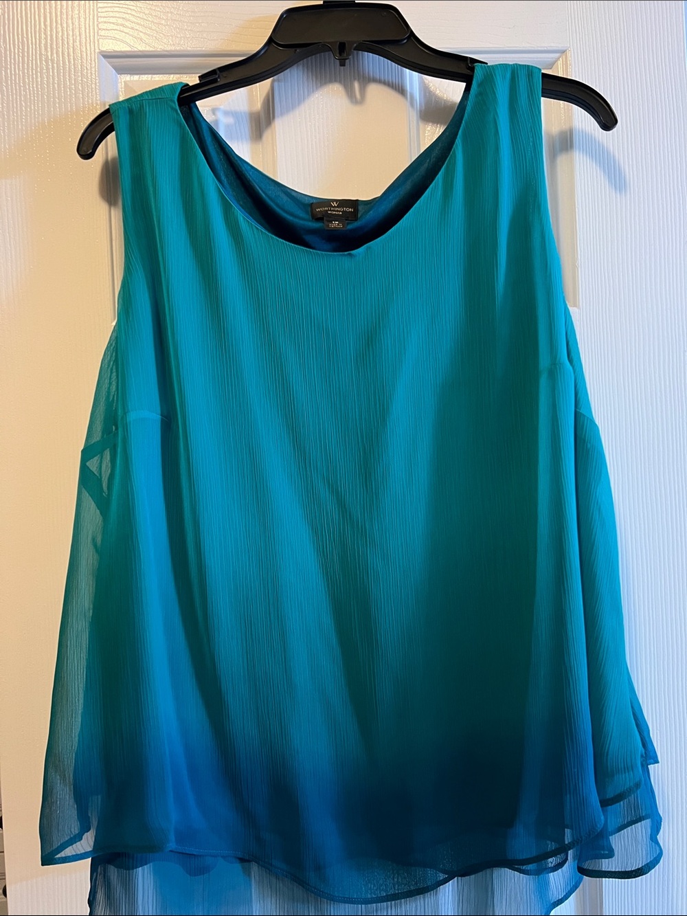 Worthington Teal to Blue Ombre Layered Sleeveless Tank